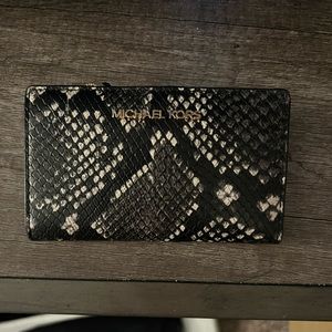 Michael Kors Black, White & Gray Snakeskin Wallet